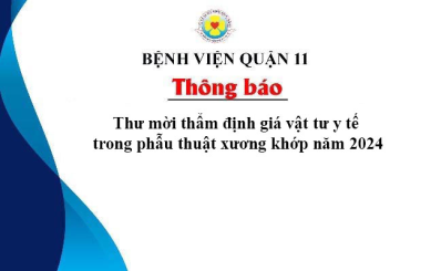 Thư mời thẩm định giá vật tư y tế trong phẫu thuật xương khớp năm 2024